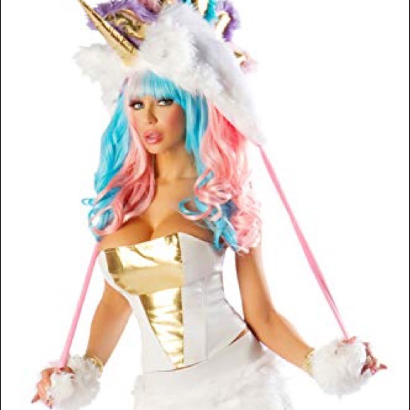 J Valentine White Unicorn faux fur outfit - Picture 1 of 8